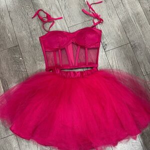 Vibrant Pink Tulle Corset Dress